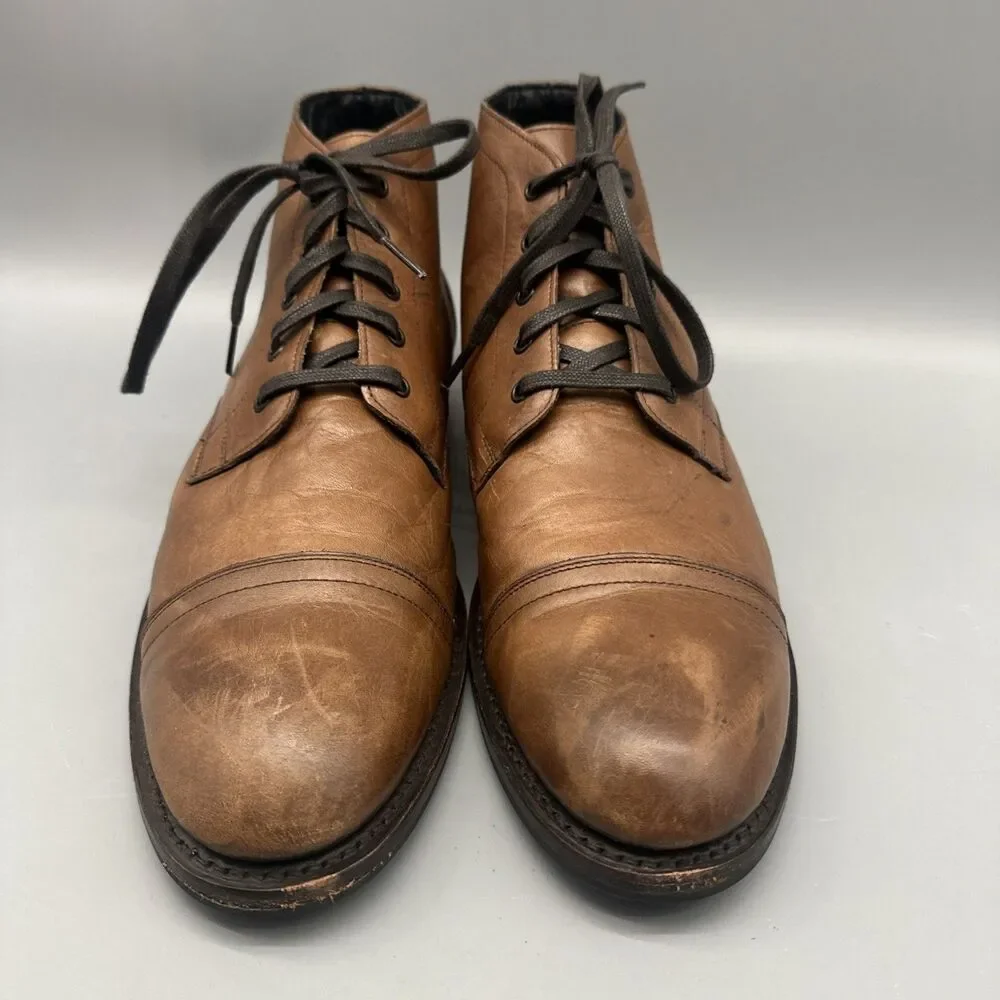 Thursday Boot Co Cadet Boots Size 12.5 M Walnut Tan Leather Cap Toe Lace Up Mens